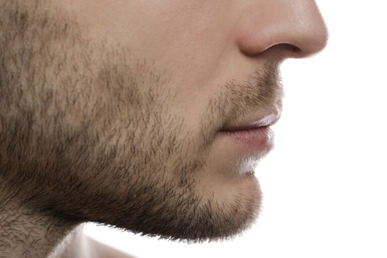 Close up of male chin and mouth